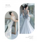 少女禮服裙掛脖流蘇肩蝴蝶結長裙