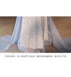 晚裝禮服裙灰藍色一字肩蝴蝶結長裙