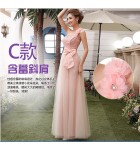 少女禮服裙粉色綁帶長裙