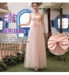 少女禮服裙粉色綁帶長裙