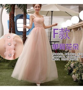 少女禮服裙粉色綁帶長裙