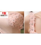 少女禮服裙粉色綁帶長裙