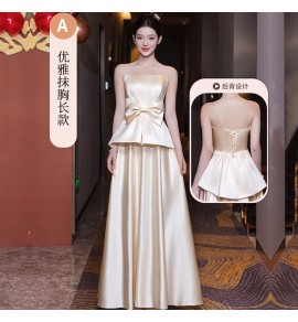 少女禮服裙香檳色伴娘服長裙
