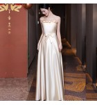少女禮服裙香檳色伴娘服長裙