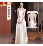 少女禮服裙香檳色伴娘服長裙