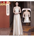 少女禮服裙香檳色伴娘服長裙