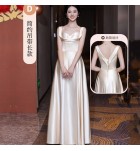 少女禮服裙香檳色伴娘服長裙