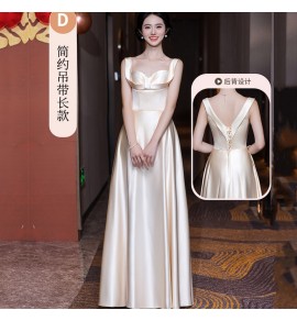 少女禮服裙香檳色伴娘服長裙