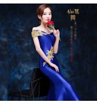 晚裝禮服裙一字肩魚尾長裙