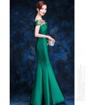 晚裝禮服裙一字肩魚尾長裙