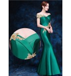 晚裝禮服裙一字肩魚尾長裙