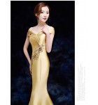 晚裝禮服裙一字肩魚尾長裙