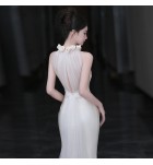 少女禮服裙露肩立體花朵長裙