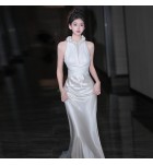 少女禮服裙露肩立體花朵長裙