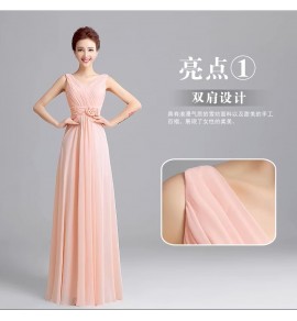 晚裝禮服裙粉紅色宴會長裙