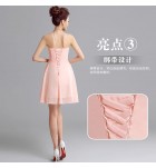 晚裝禮服裙粉紅色宴會短裙