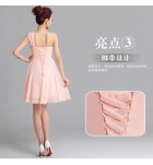晚裝禮服裙粉紅色宴會短裙