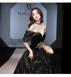少女禮服裙性感一字肩宴會長裙