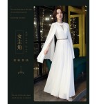 女裝禮服裙圓領白色飄袖長裙