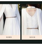 女裝禮服裙圓領白色飄袖長裙