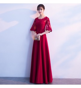 少女禮服裙圓領寬袖長裙