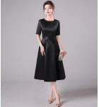 晚裝禮服裙圓領三分袖中長裙