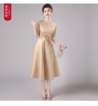 晚裝禮服裙圓領三分袖中長裙