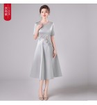 晚裝禮服裙圓領三分袖中長裙