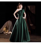 少女禮服裙單肩蝴蝶結露背長裙