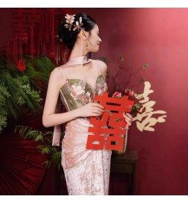 少女禮服裙吊帶抹胸露背長裙