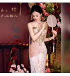 少女禮服裙吊帶抹胸露背長裙