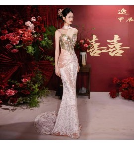 少女禮服裙吊帶抹胸露背長裙
