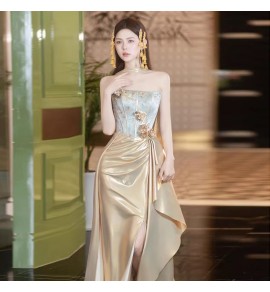 少女禮服裙抹胸褶皺不規則裙襬