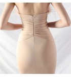 晚裝禮服裙抹胸露背開叉長裙