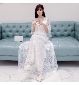 連身裙宴會大尺碼網紗長款晚禮服