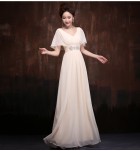 少女禮服裙雙肩V領長裙