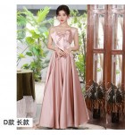 少女禮服裙粉色緞面宴會長裙