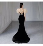 少女禮服裙深V領露背蝴蝶結長裙