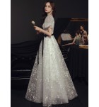 少女禮服裙方領泡泡袖長裙