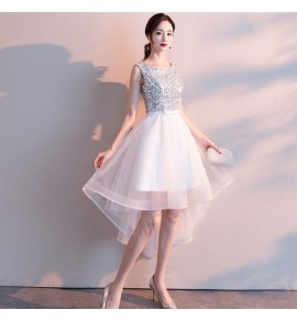 少女禮服裙U領無袖前短後長裙