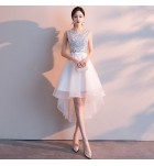 少女禮服裙U領無袖前短後長裙