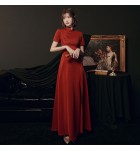 女裝禮服裙立領盤扣宴會長裙