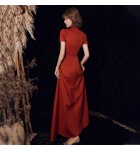 女裝禮服裙立領盤扣宴會長裙