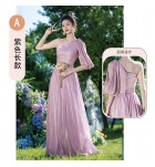 少女禮服裙紫色伴娘服長裙