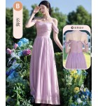 少女禮服裙紫色伴娘服長裙