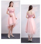 少女禮服裙粉色優雅前短後長裙