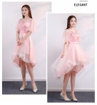 少女禮服裙粉色優雅前短後長裙