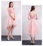 少女禮服裙粉色優雅前短後長裙
