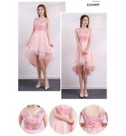 少女禮服裙粉色優雅前短後長裙