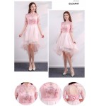 少女禮服裙粉色優雅前短後長裙